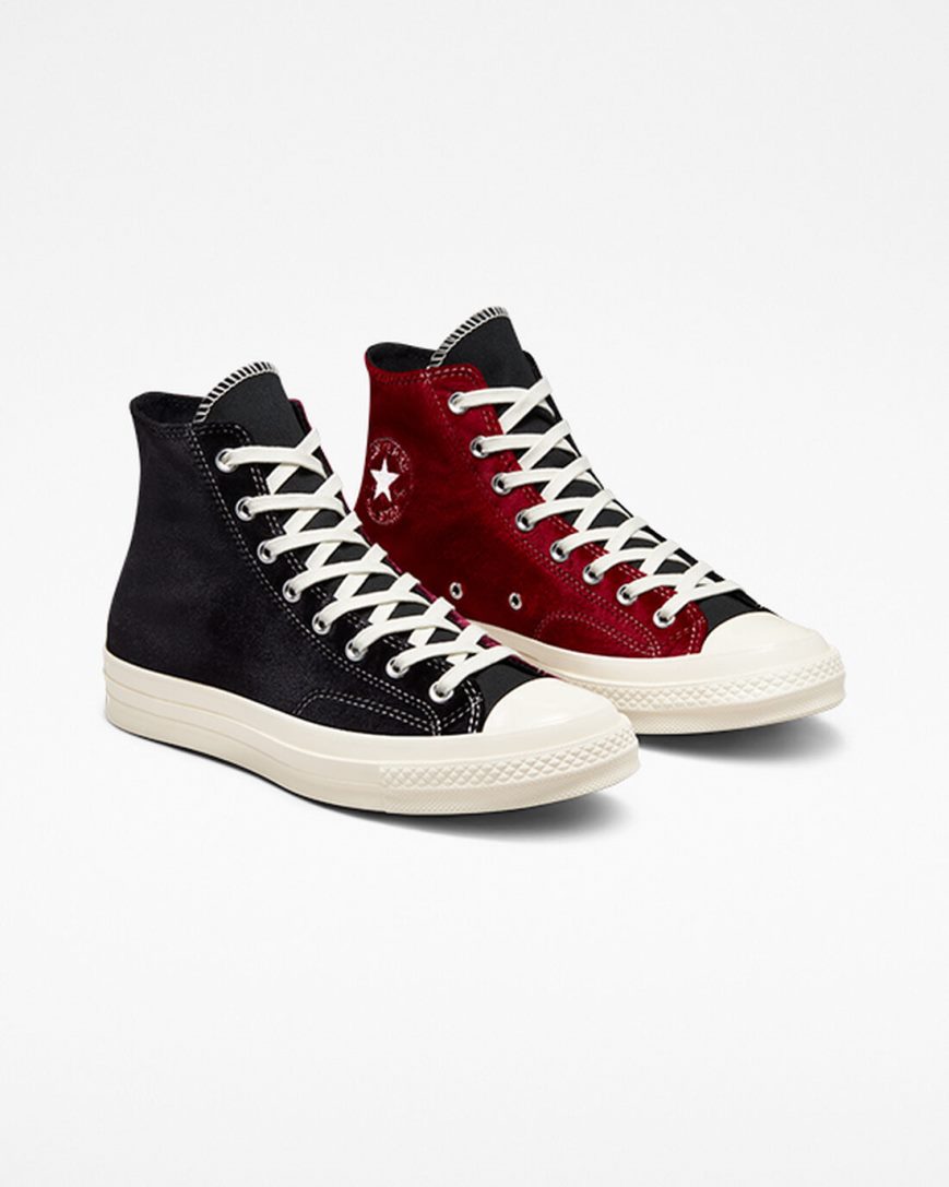 Men's Converse Chuck 70 Beyond Retro Velvet High Top Shoes Black / Red | AU 45693J